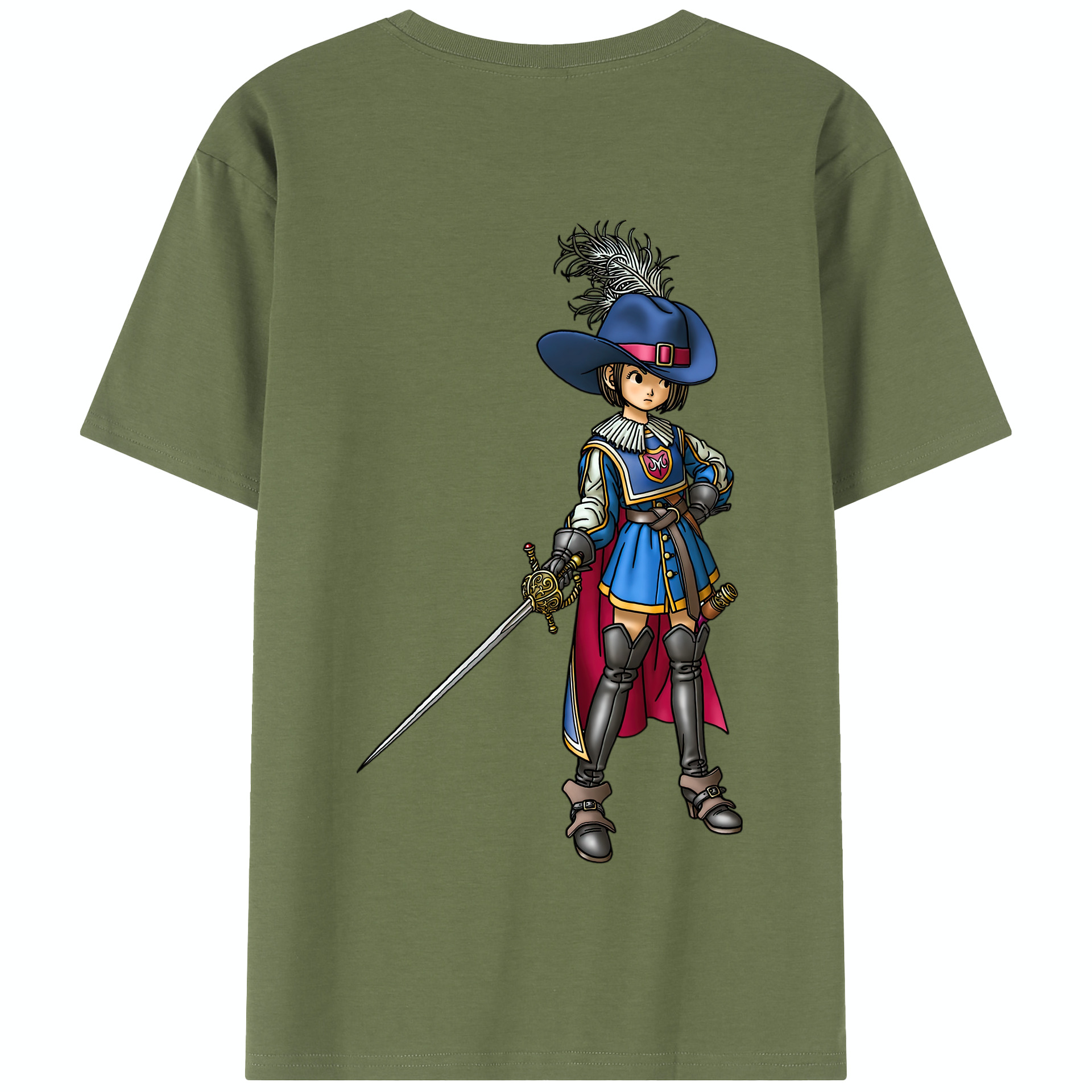 （画像用） ドラゴンクエスト Doragon Kuesuto Dragon Quest 綿100％半袖Tシャツ（背面プリント）